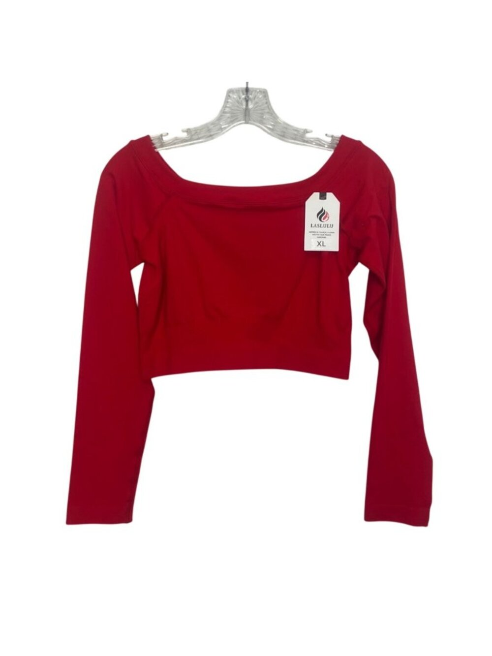 Laslulu Long Sleeve Crop Top XL Red New Stretchy Stylish